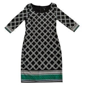 White House Black Market Knee Length boat Neck Professional 3/4 sleeve Dress S 8